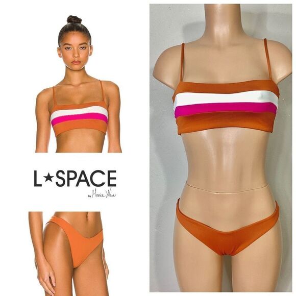 New. L*SPACE Rebel stripe bikini set. L/M. Retails $178 - Picture 1 of 12